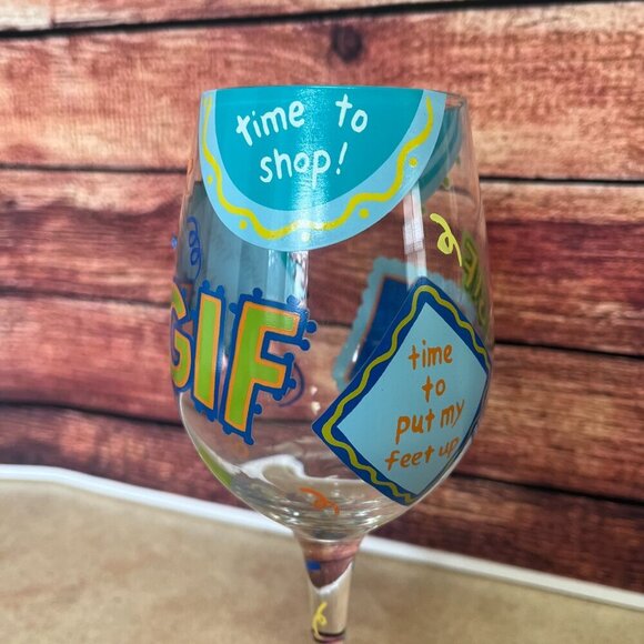 Lolita "TGIF" Thank God It's Friday Love My Wine Hand Painted Wine Goblet - Picture 5 of 8
